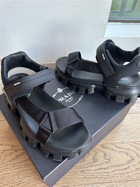 Shop Prada Thunder Nastro Sandals 